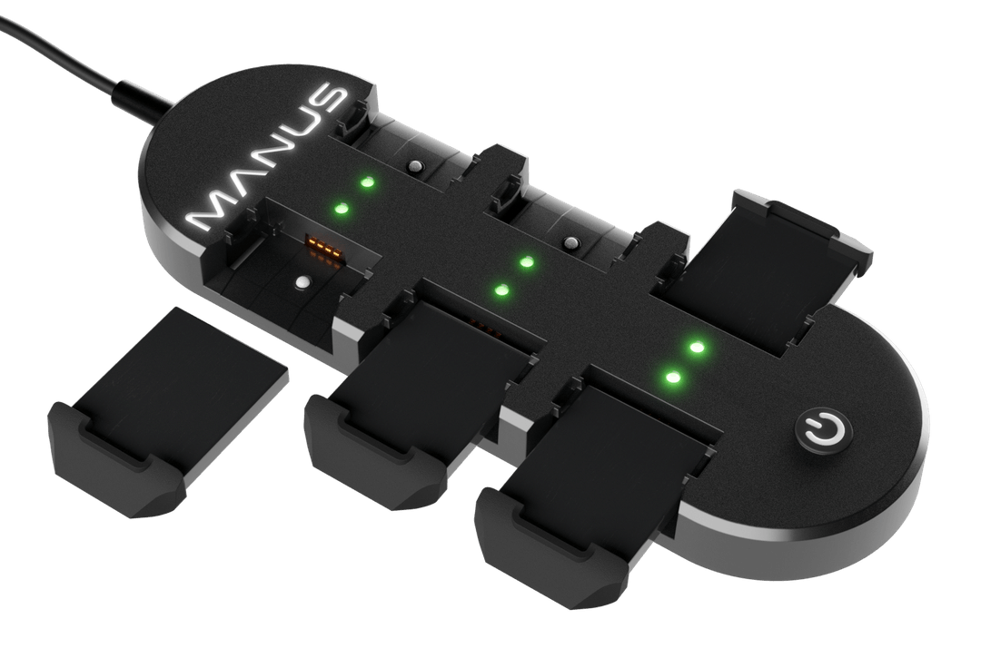 Manus Prime X Haptic VR : batteries rechargeables.